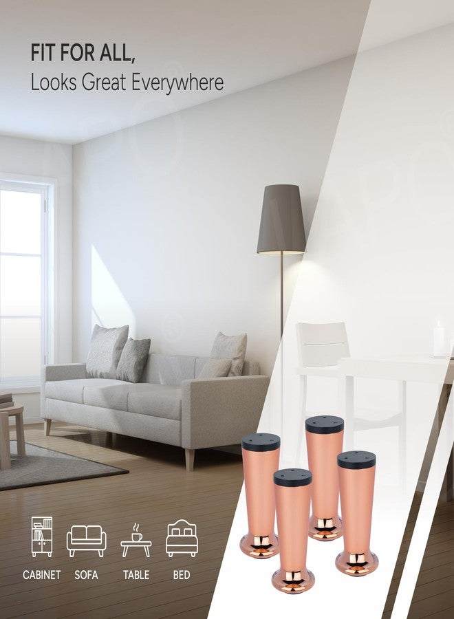 LAPO 4 Inch Sofa Legs, Elegant Rose Gold Metal Legs with Contemporary Cone Shape for Sofas and Tables, Rose Gold (Set of 4) 3 Years Warranty - Image 5